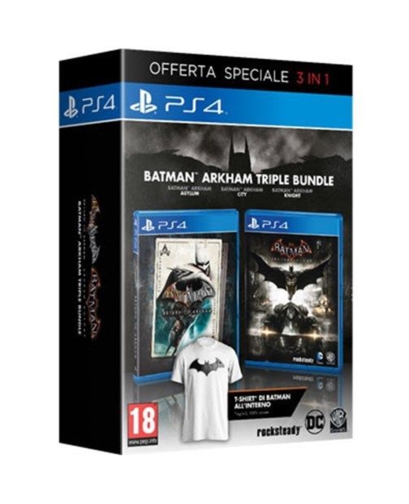 TECNOSHOP Batman Trilogy Collection con T-shirt per Sony PS4